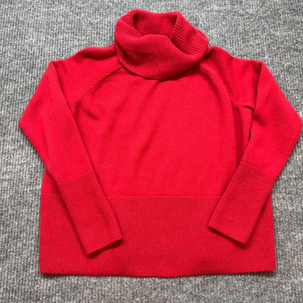 Athleta Alpine Turtleneck Cowl‎ Sweater XS Red Merino Wool Cashmere Blend